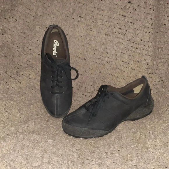 ROOTS CANADA-Black Nubuck Lace-Up Trail Sneakers-Sz 10-Excellent - Picture 1 of 8
